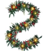 Garland Christmas Decorations, 9ft Christmas Garland with Pine for Mantle Table Stair Cedar Garla...