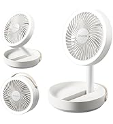 Gaiatop Foldable Small Desk Fan with LED Night Light, Wireless 6000mAh Battery Powered Portable F...
