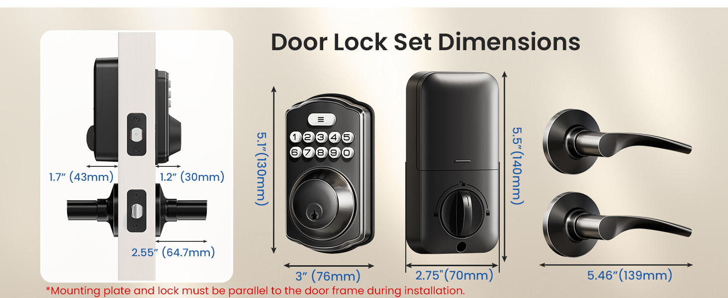 keyless entry door lock deadbolt with handle set