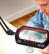 KUVRS 12X 30X Magnifying Glass with Light and Clamp, Ultra Long 3-Section Swing Arm Workbench Mag...