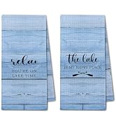 ChissNook Coastal Lake Kitchen Towels, Gifts for Women Lake Lovers Dish Towels Drying Cloth for K...