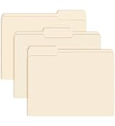 SUNEE File Folders Letter Size, 100 Pack Manilla Folders 8.5 x 11 1/3-Cut Tabs, Colored File Fold...