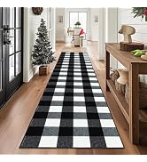FONEYI Buffalo Plaid Rugs 2' x 8' Black and White Check Rug, Non Slip Indoor/Outdoor Area Rug for...