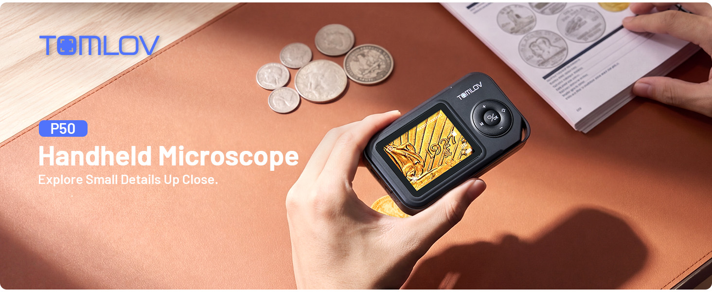 TOMLOV P50 Portable Microscope - Fresh New Handheld Camera-Style Design