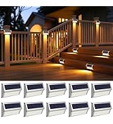 ROSHWEY Deck Lights, 10 Pack 30 LED Deck Lights Solar Powered Outdoor Waterproof, Patio Step Ligh...