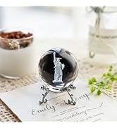 ZEERSHEE 4th of July Decoration 2.3in 3D Laser Statue of Liberty Crystal Ball Paperweight with St...
