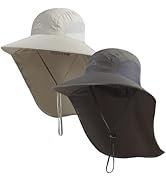Outdoor Sun Hat for Men with 50+ UPF Protection Safari Cap Wide Brim Fishing Hat with Neck Flap, ...