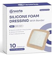 Conkote Silicone Foam Dressings with Border 10 Pack, 4"x4" Adhesive Waterproof Wound Dressing Ban...