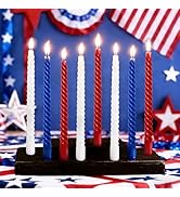 JarThenaAMCS 12 Pcs Patriotic Spiral Taper Candles Red Blue White Dripless Twisted Unscented Wax ...