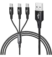 GELRHONR Multi USB C Splitter Cable,3 in 1 Nylon Braided Charging Cord with 3 Type-C Male Plug, 2...