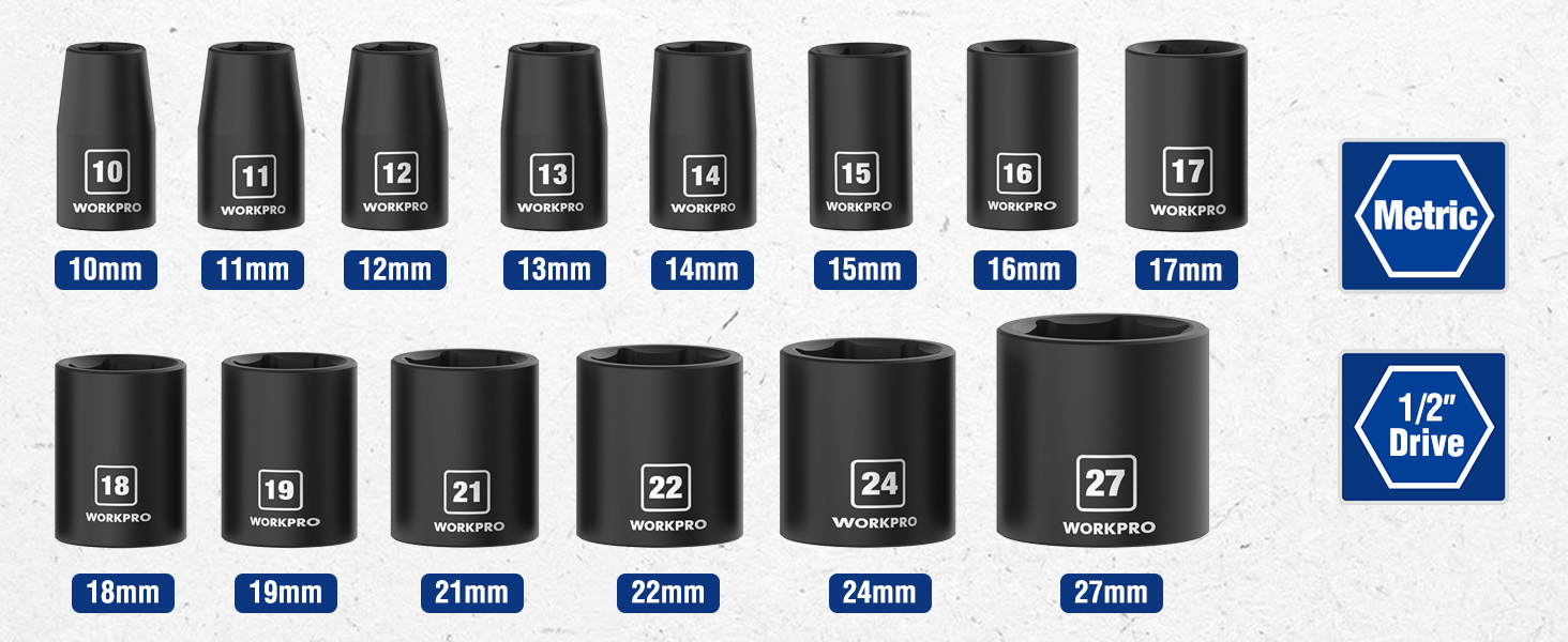 14pc impact socket set