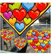 Valentines Day Rainbow Hearts Window Cling Decal Decorations & Home Decor. Multicolor Pride Heart...