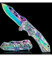 Vividstill Pocket Knife for Men, Cool Rainbow 3D DRAGON Pocket Folding Knife With Clip, Great gif...