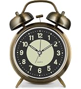 Azyh Loud Alarm Clock for Heavy Sleeper, 4 Inches Twin Bell Battery Operated Metal Alarm Clocks w...