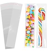 FVOLREM Self Sealing Cellophane Bags, 110 Pcs 2x10 Inch Resealable Plastic Pretzel Rod Bags, Prem...