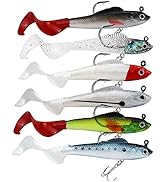 Facikono Lures for Bass Jig Head Soft Swimbait, 6-Pack 6 Colors Plastic Bait for Saltwater / Fres...