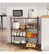 HapiRm Rolling Kitchen Microwave Cart - 4 Tier Microwave Table Stand with Pull-Out Baskets, Coffe...