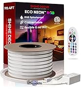 Shine Decor 98.4FT LED RGB Neon Rope Lights, ETL-Listed AC 110-120V Neon LED Strip Lights SMD5050...