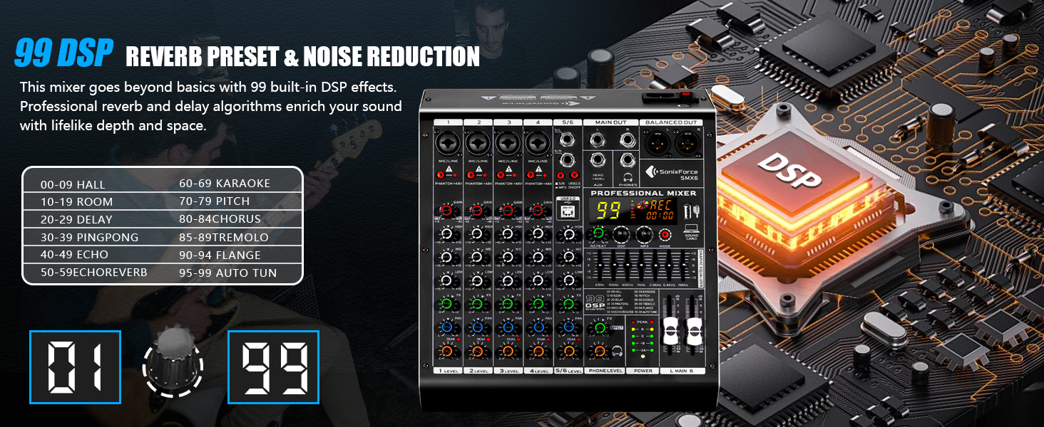 6 channel mixer audio mixer for pc sound board for streaming