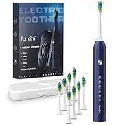 7AM2M Sonic Electric Toothbrush for Adults and Kids, with 8 Brush Heads and Travel Case,5 Modes w...