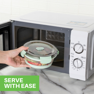 These microwavable storage containers allow for quick reheating of leftovers.