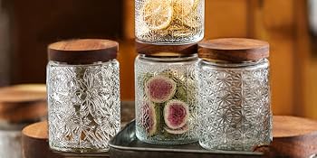 Glass Jar with Wooden Lids
