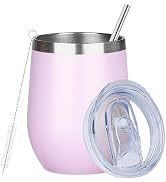 MEZMUT 12 Oz Insulated Wine Tumbler with Lid Double Wall Vacuum Stainless Steel Wine Glass Coffee...