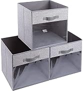 DIMJ Collapsible Storage Cube Bins with Handles, Fabric Baskets Bins for Organization, Foldable C...