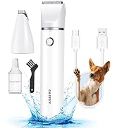 Casfuy Cordless Dog Paw Trimmer - Low Noise Small Dog Clippers with Double Blades USB Rechargeabl...