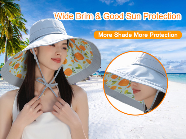 Super Brim Women Sun Hat good UV protection more shade outdoor activities Beach Bucket Fishing Hats