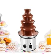Electric Chocolate Fondue Fountain Machine, 4-Tier Stainless Steel Luxury Cheese Cascading Fondue...