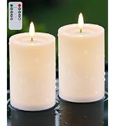 Gmnee 3"x4" Outdoor Candles with Timer Waterproof, 2-Pack 3" Diameter Flickering Flameless Candle...