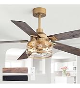 ZYD 52 Inch Chandelier Ceiling Fans, Farmhouse Crystal Ceiling Fans with Lights and Remote, Fande...
