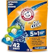 Arm & Hammer Plus OxiClean 5-in-1 Laundry Detergent Power Paks, 42 Count (Packaging may vary)