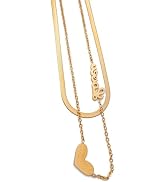 Jemjosh simple 14K gold plated Choker necklace dainty layered stainless steel necklace for Women ...