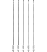 HARFINGTON 5pcs T15 Security Torx Bit 1/4" Hex Shank 8" Long S2 Steel Magnetic Tamper Resistant S...