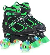 Nattork Kids Roller Skates for Boys Girls Kids, 4 Sizes Adjustable Quad Skates with All Light up ...