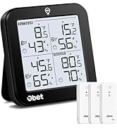 OBET Indoor Outdoor Thermometer Wireless Weather Station With 3 Sensors, Digital Hygrometer Remot...