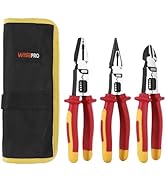 3 Pcs Insulated Pliers Set, Multifunctional Wire Stripper Crimper Pliers with Pouch Including Lin...