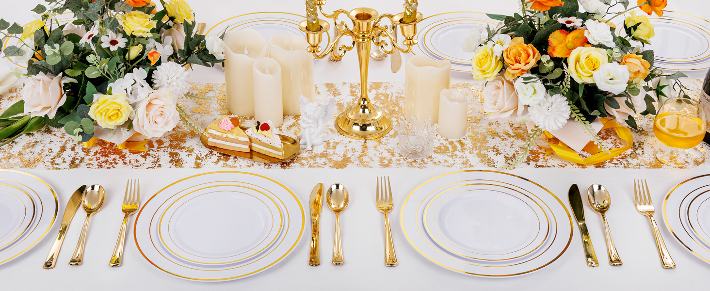gold disposable plates