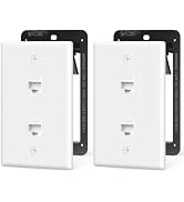 VCE UL Listed Ethernet Wall Plate CAT6 2-Port with Bracket, White 2-Pack | UL Listed for Safety, ...