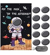HADEEONG Pin the Mask on the Astronaut Game - Kids Solar System/Outer Space Birthday Party Suppli...