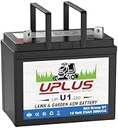 UPLUS U1 Riding Lawn Mower Battery, 280CCA Garden Tractors Battery Maintenance Free 12V AGM Batte...