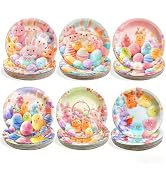Yinbanban Easter Paper Plates 60 Pcs, 7 Inch Easter Dessert Plates, Disposable