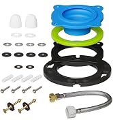 Toilet Flange Repair Kit with 16" Stainless Steel Supply Hose & Elastic Wax-Free Ring – Complete ...