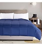 NEXHOME PRO Organic Natural Bamboo Cooling Comforter,Navy 106" L x 90" W King Lightweight Down Al...