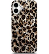 J.west Compatible with iPhone 16 Plus Case,Luxury Sparkle Translucent Clear Vintage Leopard Print...