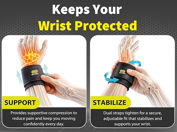 wrist strap brace compression wrap stabilizer men women arthritis tennis left right hand band