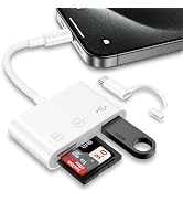 SD Card Reader for iPhone 16e/16 Pro Max/16 Pro/16 Plus/16/15/14/13/12/11/SE,Lightning & USB C Mi...