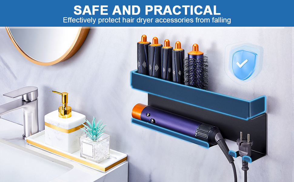 hair styling tools organizer hairdryer holder bathroom hair straightener holder wall mount